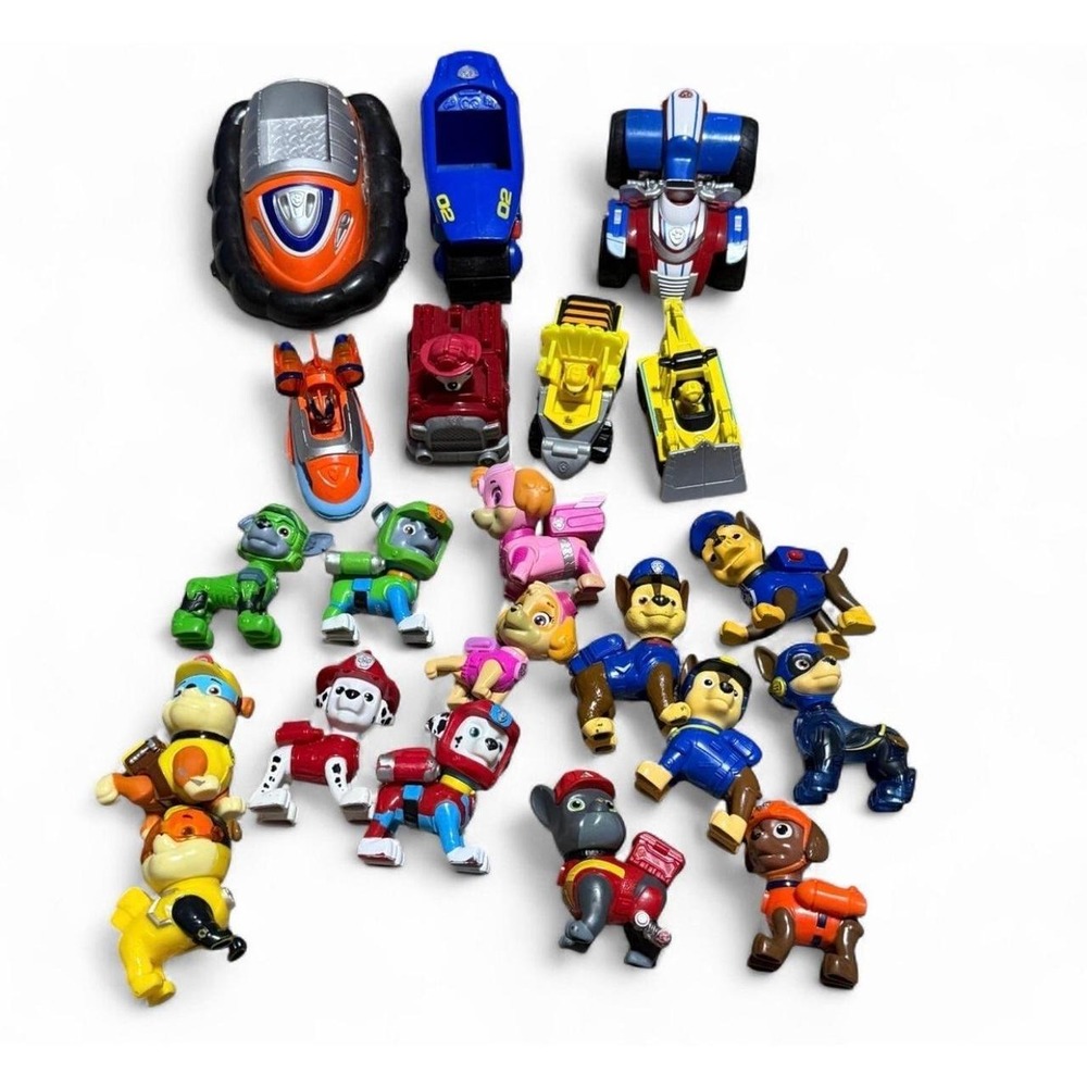 PAW Patrol Toy Lot 21 Pieces Figures Vehicles Chase Marshall Skye Rubble Rocky